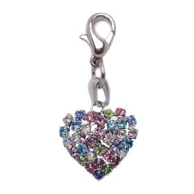 Colorful Rhinestone Heart Shaped Charm
