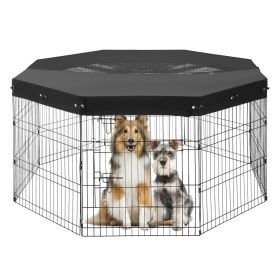 Dog Playpen 8 Panels Foldable Metal Dog Exercise Pen with Top Cover 30"H
