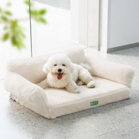 MEWOOFUN Orthopedic Dog Bed For Small Or Medium Dogs - 34.6 Inches Egg Foam Sofa With Removable Washable Cover & Non-Slip Bottom, Large, Beige (Option: QCP126)