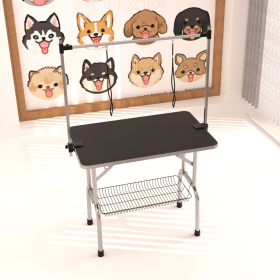Professional Dog Pet Grooming Table Large Adjustable Heavy Duty Portable w/Arm & Noose & Mesh Tray (Color: as Pic)